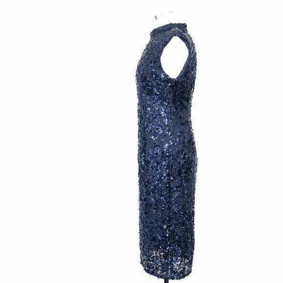 Adrianna Papell Sequin High Neck Lace Midi Dress - Picture 6 of 11